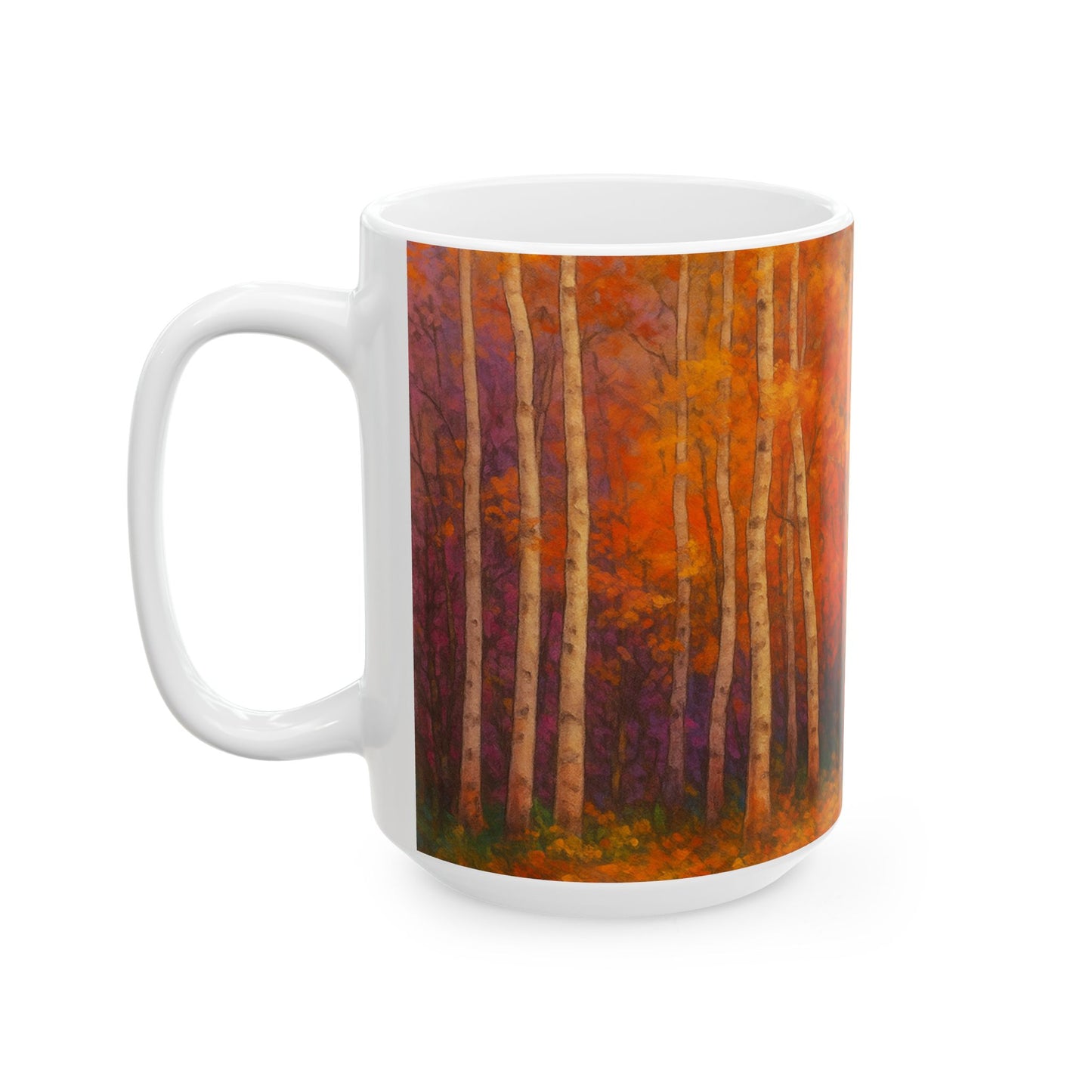 Taza de Cerámica Bosque Otoñal - Colección Ecos de los Maestros - Taza de Café Acogedora para Amantes de la Naturaleza