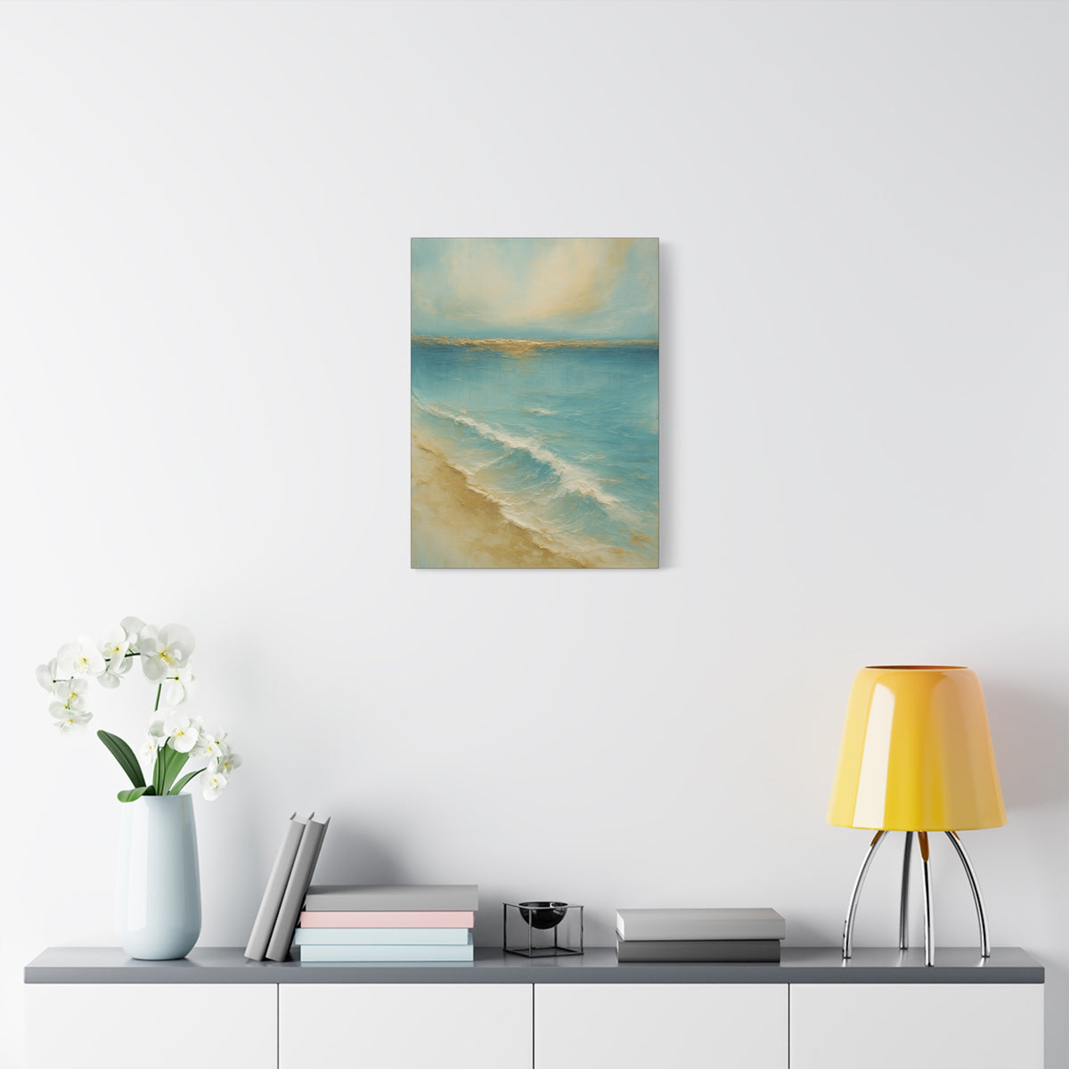 Golden Horizon — Gold Coast Collection — Matte Canvas Wall Art — Ocean Beach Landscape, Stretched 1.25"