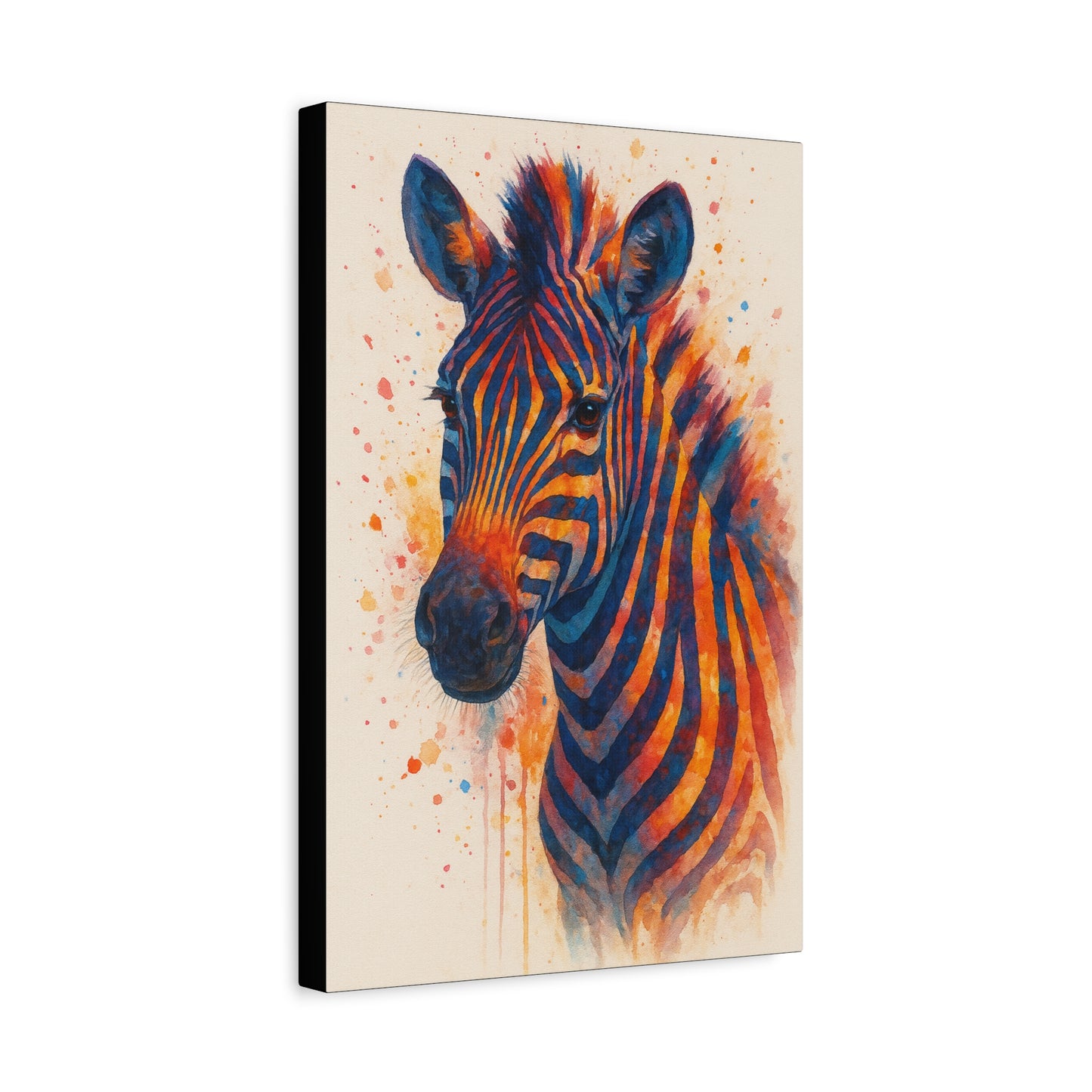Zebra-Bold Colorful Abstract Animal Acrylic Ink Matte Canvas (Stretched)