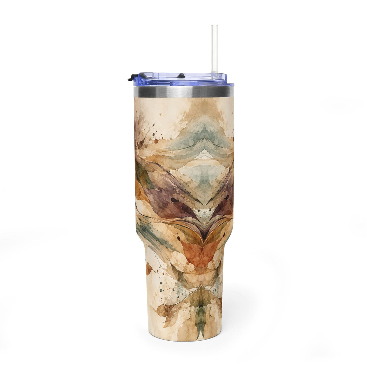 Moss & Ember 40oz Tumbler — Abstract Watercolor Art Mug