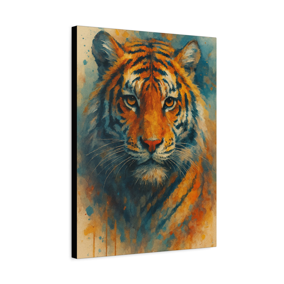 Tigger -Bold Colorful Abstract Animal Acrylic Ink Matte Canvas (Stretched)