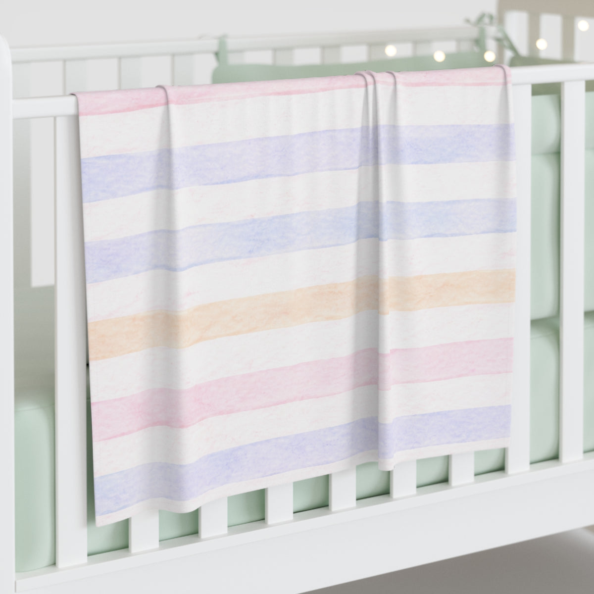 Butterfly Meadow Swaddle Blanket —Pastel Stripe Floral Newborn Wrap
