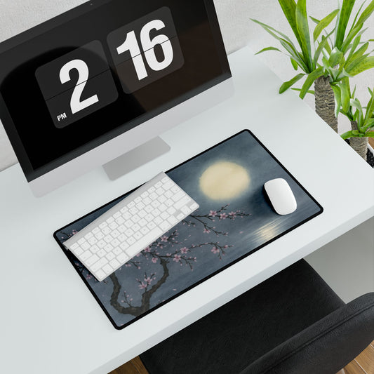 Cherry Blossom and Moon — Echoes of the Masters — Desk Mat for Home & Office