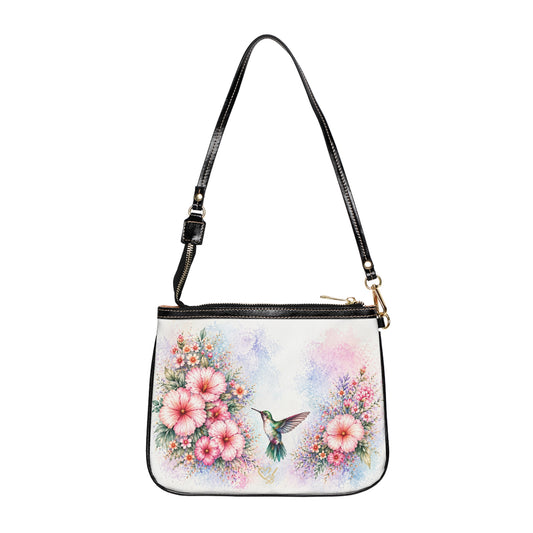 Lila -Hummingbird Floral Shoulder Bag — Small Watercolor Flower Purse