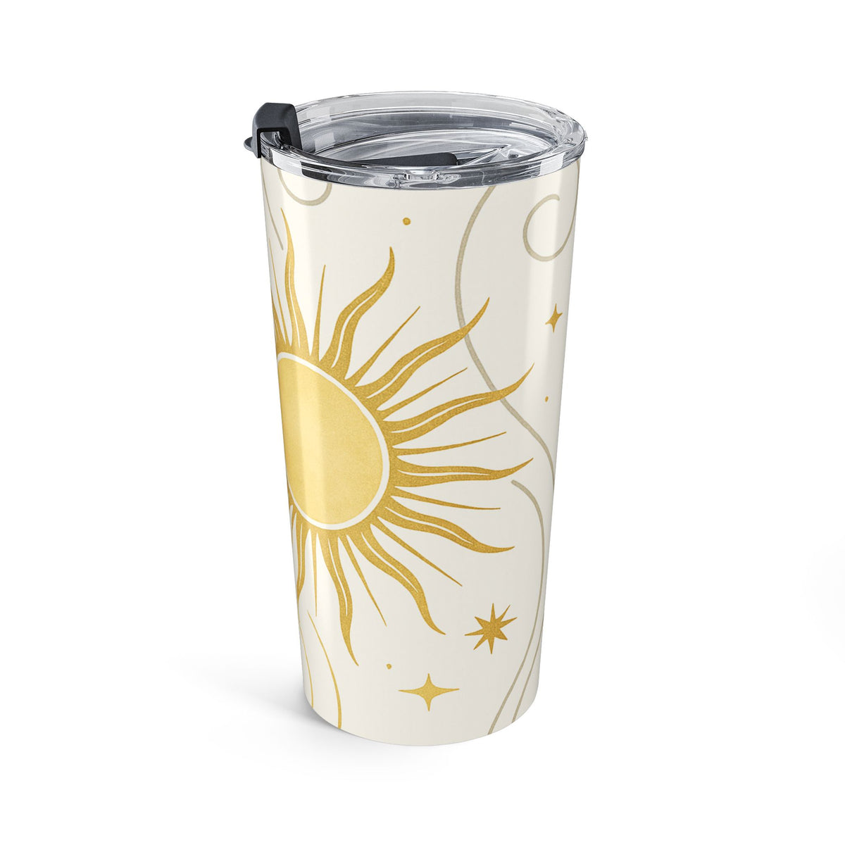 Sunburst 20oz Tumbler — Celestial Gold Sun and Stars Insulated Travel Cup