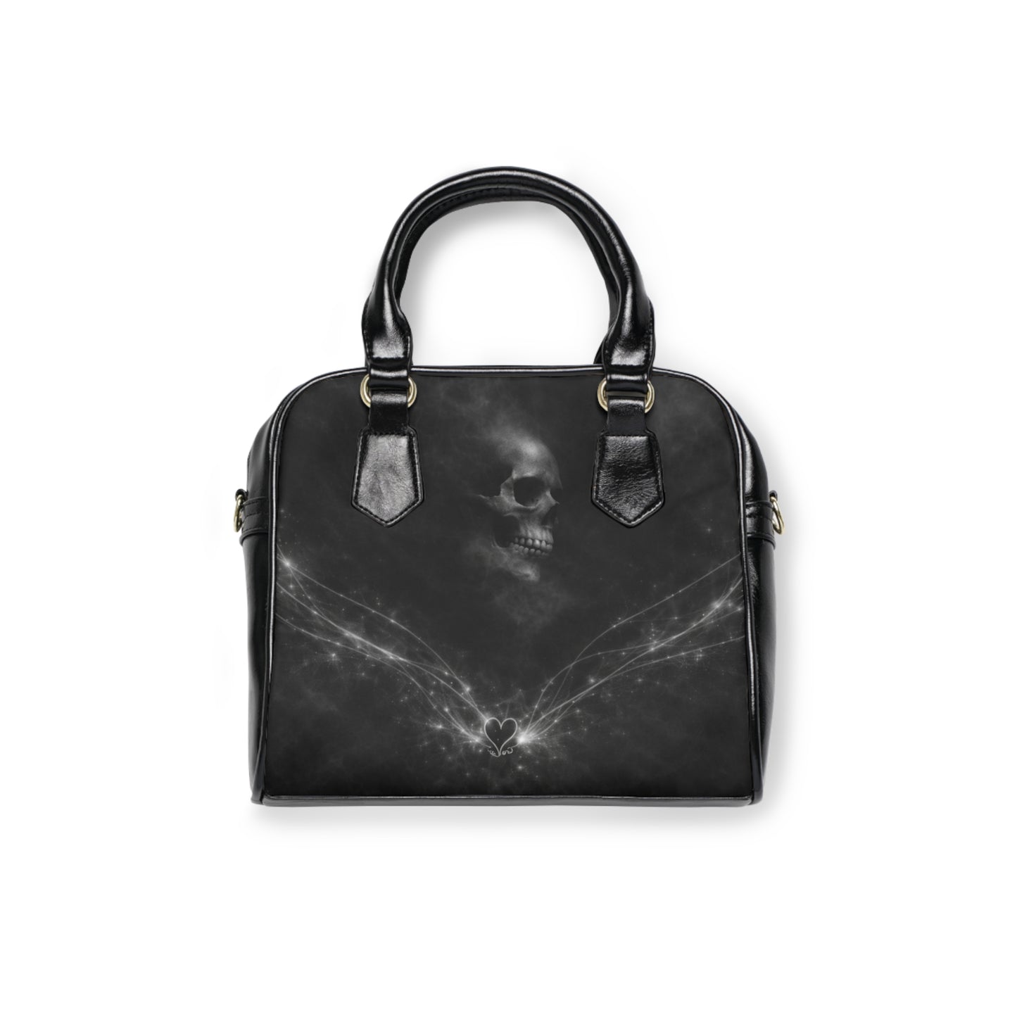 Restos Velados - Bolso de Hombro con Calavera Gótica - Bolso de Calavera Ahumada Oscura con Huesos Cruzados