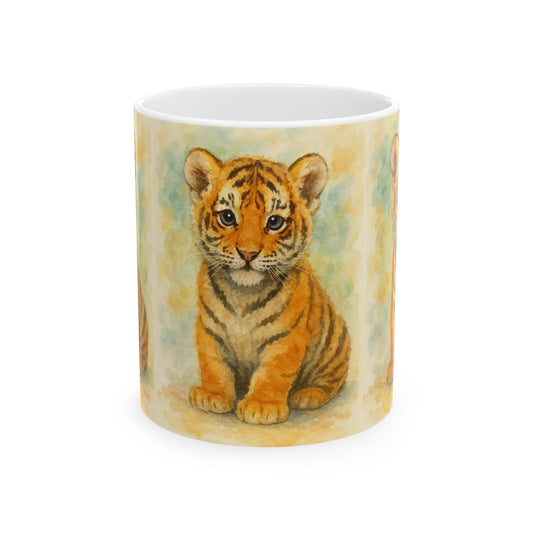 Baby Safari Collection, Cute Baby Tiger Accent Coffee Mug, Animal Lover Gift, Unique Ceramic Mug, Coffee Cup for Birthdays, Home Decor, Cute Gifts