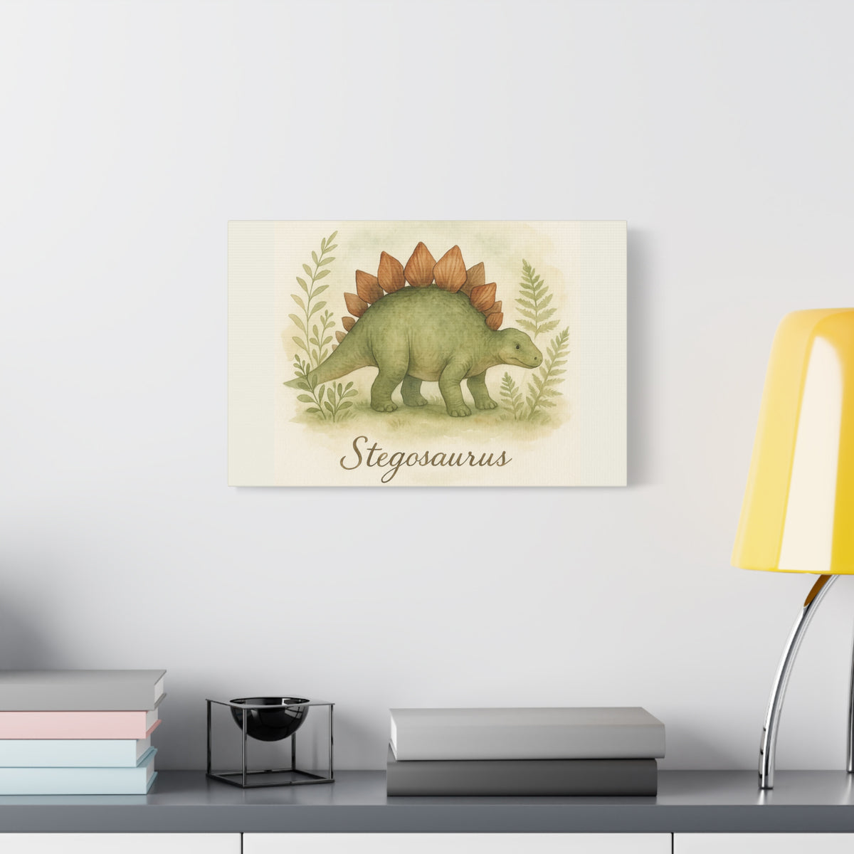 Stegosaurus Canvas Wall Art — Watercolor Dino Print for Nursery & Kids’ Room