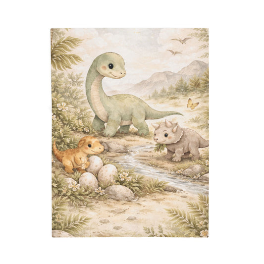 Dino Nursery Velveteen Plush Blanket – Cute Baby Dinosaur Minky Throw for Newborns & Toddlers
