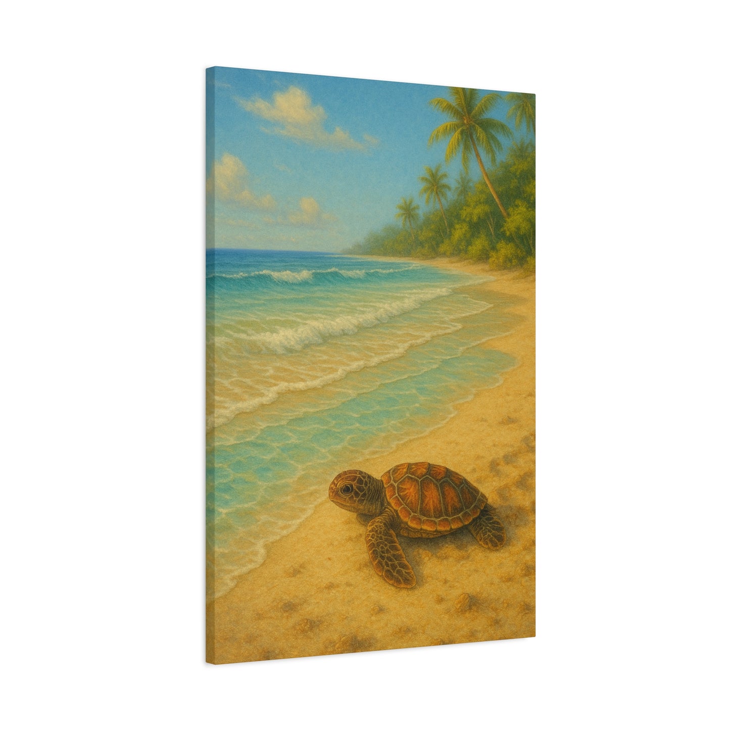 Lienzo de pared tortuga marina para playa — Decoración tropical costera para guardería