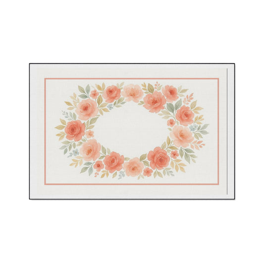 Woodland Friends Nursery Floor Mat — Modern Country Chic-Ring of Roses with Border