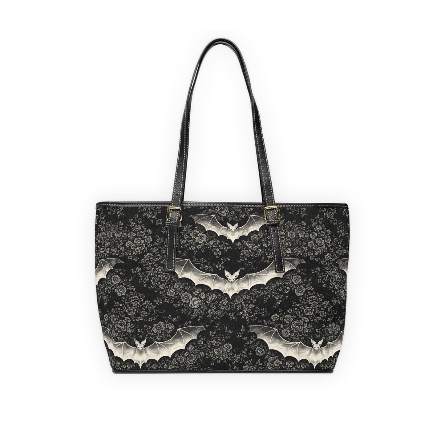 Bolso de Hombro de PU Eclipse Noir — Bolso Tote Floral Gótico