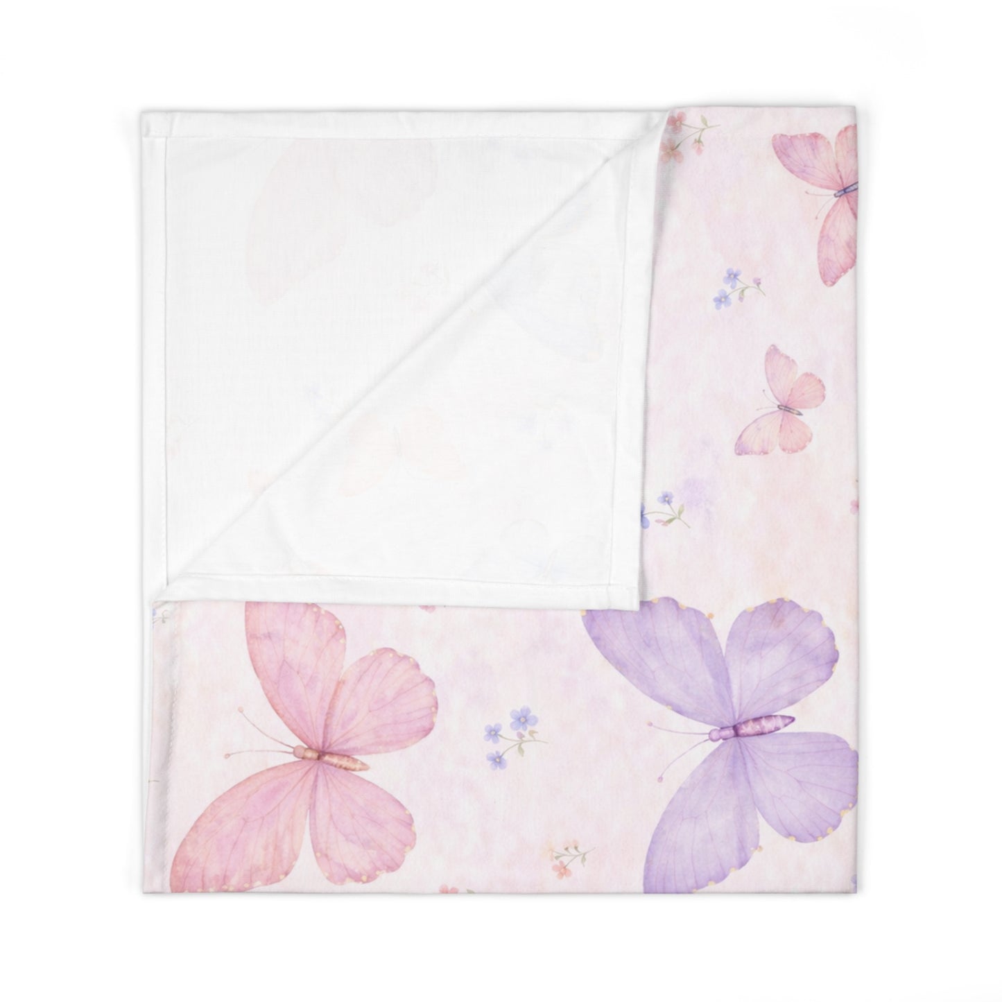 Butterfly (M) Baby Swaddle Blanket — Pastel Pink Floral Newborn Wrap