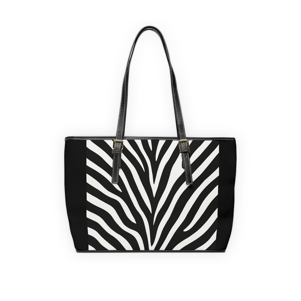 Zebra Print PU Leather Shoulder Bag — Black & White Animal Print Tote