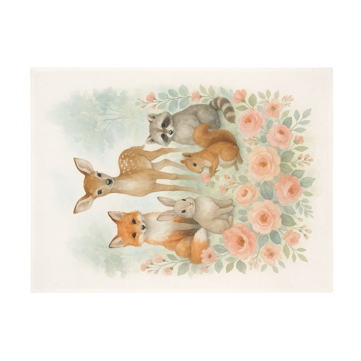 Manta de felpa Woodland Friends con diseño floral campestre elegante