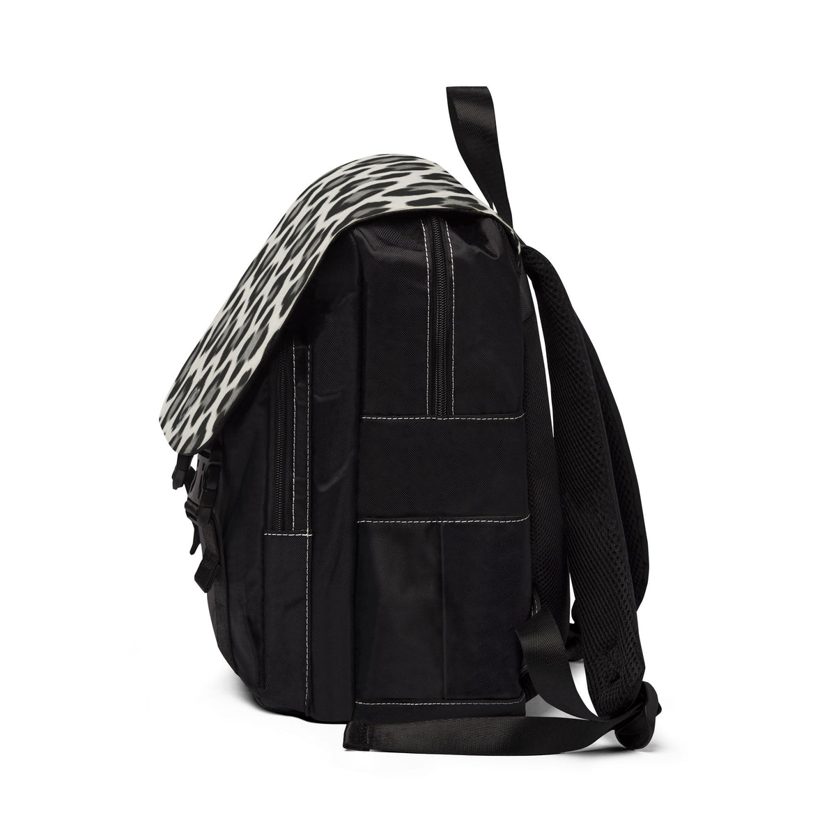 Snow Leopard Print Canvas Backpack – Casual Shoulder Daypack