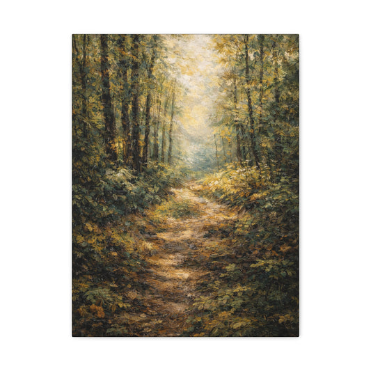 Lienzo Mate para Pared Sendero del Bosque – Paisaje Arbolado Tranquilo
