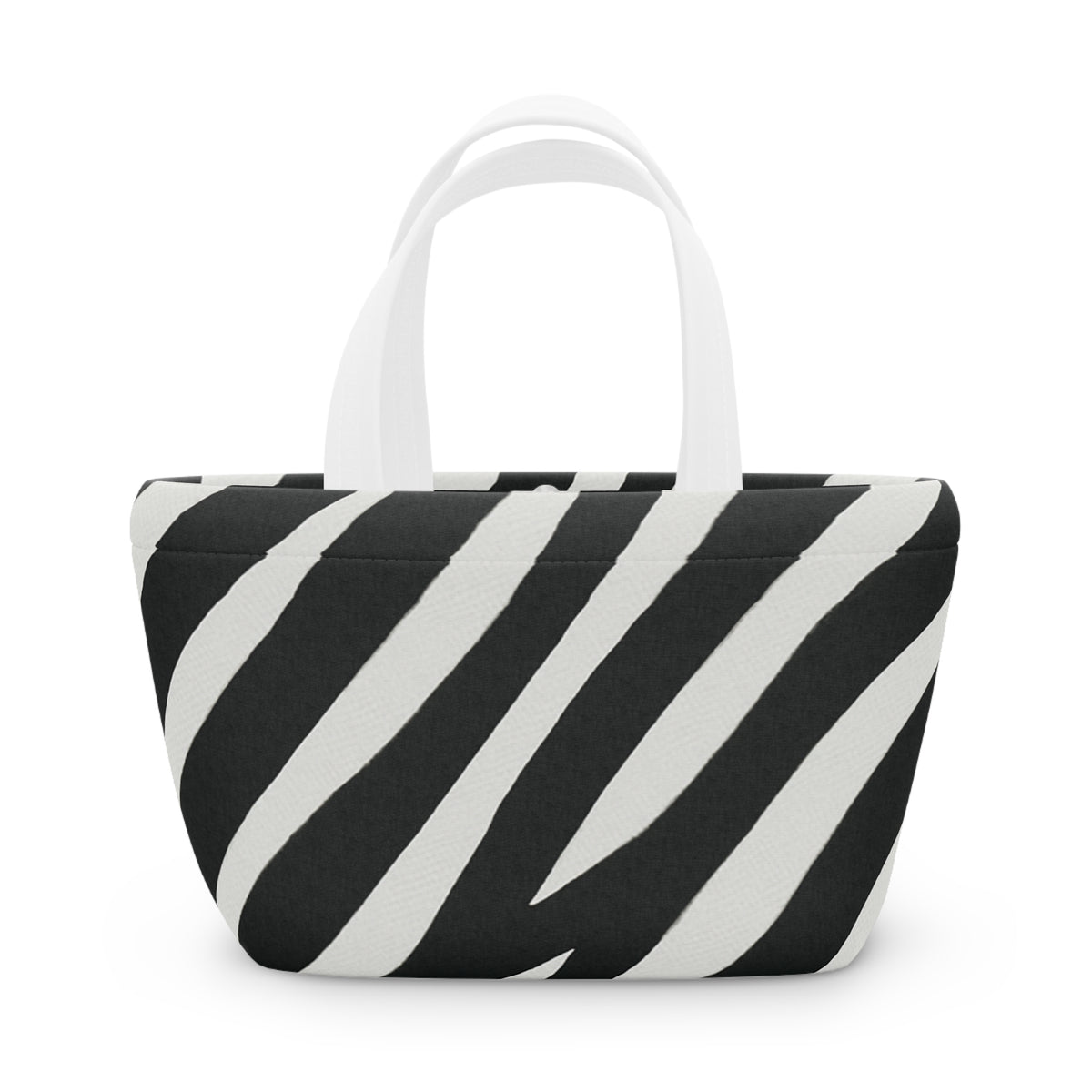 Zebra Print Lunch Bag — Insulated Black & White Animal Stripe Tote