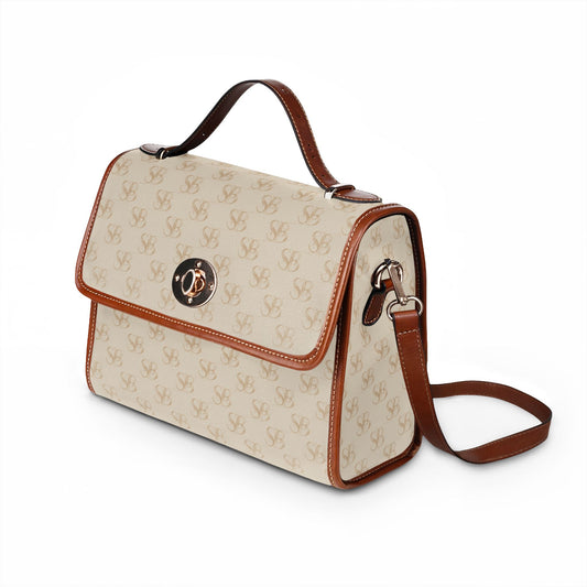 Bolso bandolera de lona color arena - Bolso de lona - Bolso bandolera monogramado impermeable