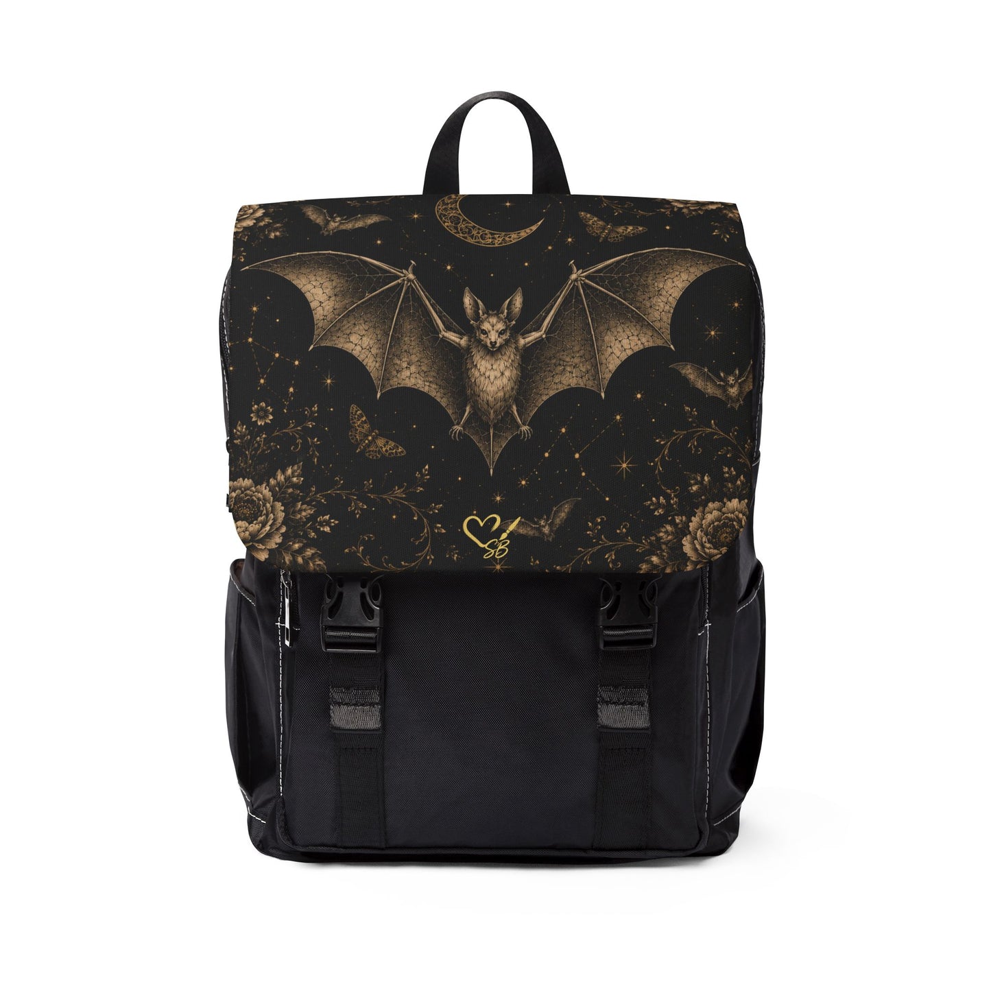 Eclipse Noir Backpack — Gothic Bat Pattern Casual Shoulder Backpack
