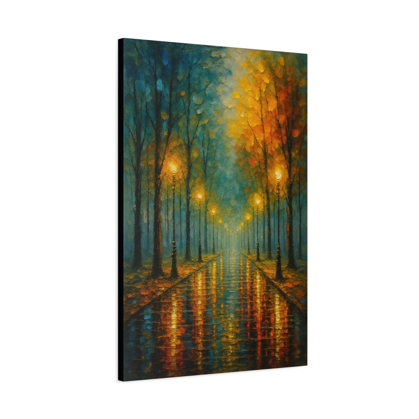 Autumn Street Lanterns Matte Canvas Art — Stretched 1.25"