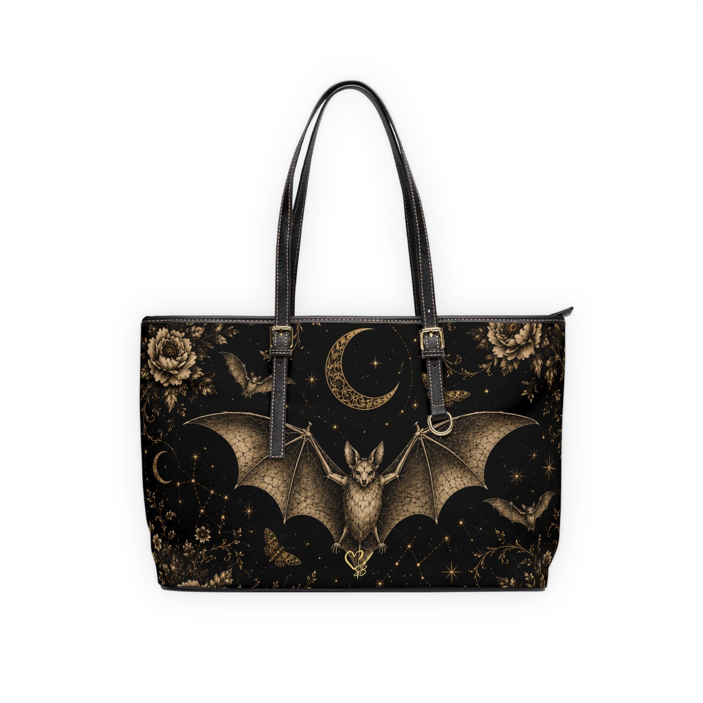 Bolso de Hombro de PU Eclipse Noir — Bolso Tote Floral Gótico