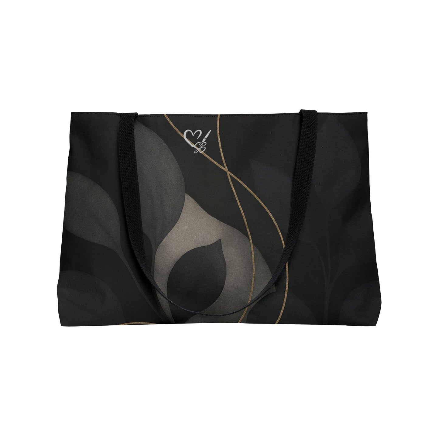 Shirley-2025 Colección Artisan Luxe - Bolso de Viaje Weekender — Bolso de Viaje Elegante de Hoja Negra y Enredadera Dorada