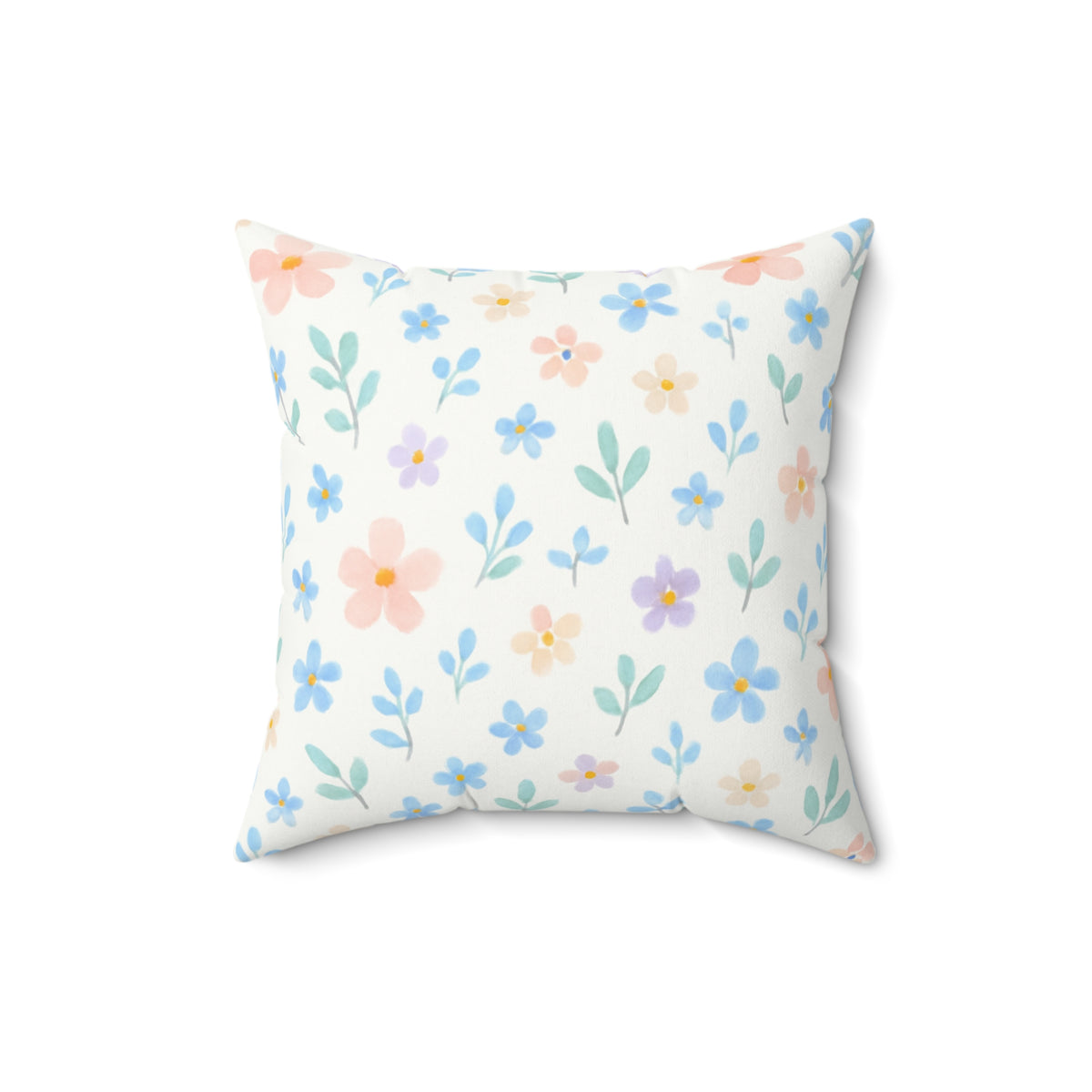 Floral and Blue Woodland Friends Country Chic Faux Suede Square Pillow-