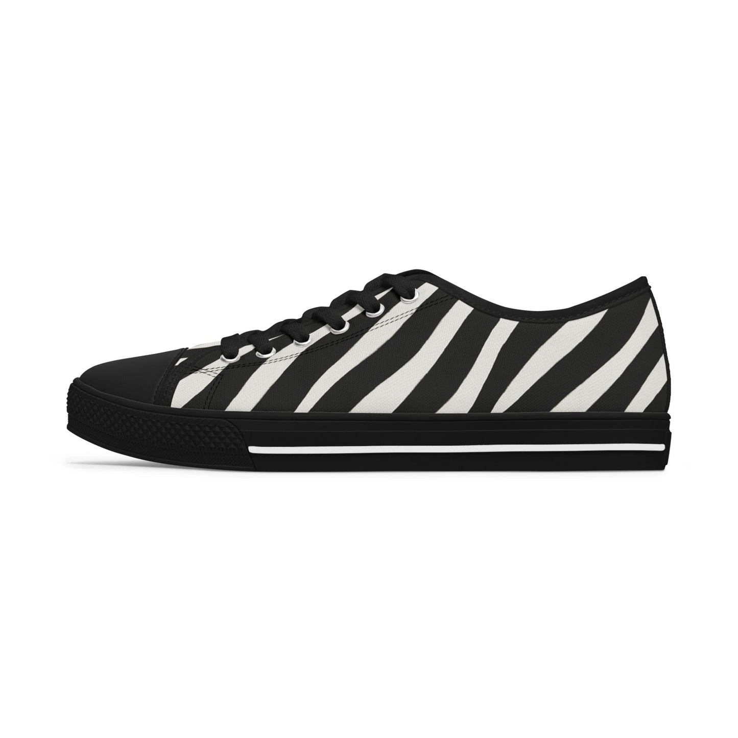 Zapatillas Bajas de Mujer con Estampado de Cebra — Zapatos de Lona Casuales con Estampado Animal Blanco y Negro