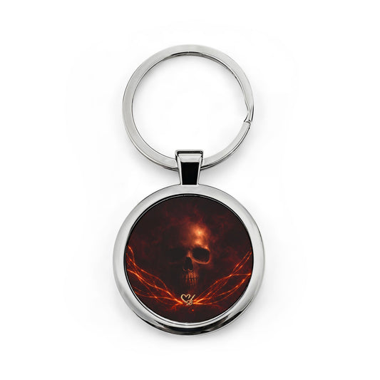 Llavero redondo de acero inoxidable "Reliquia Etérea" — Accesorio gótico de motociclista, regalo de Halloween