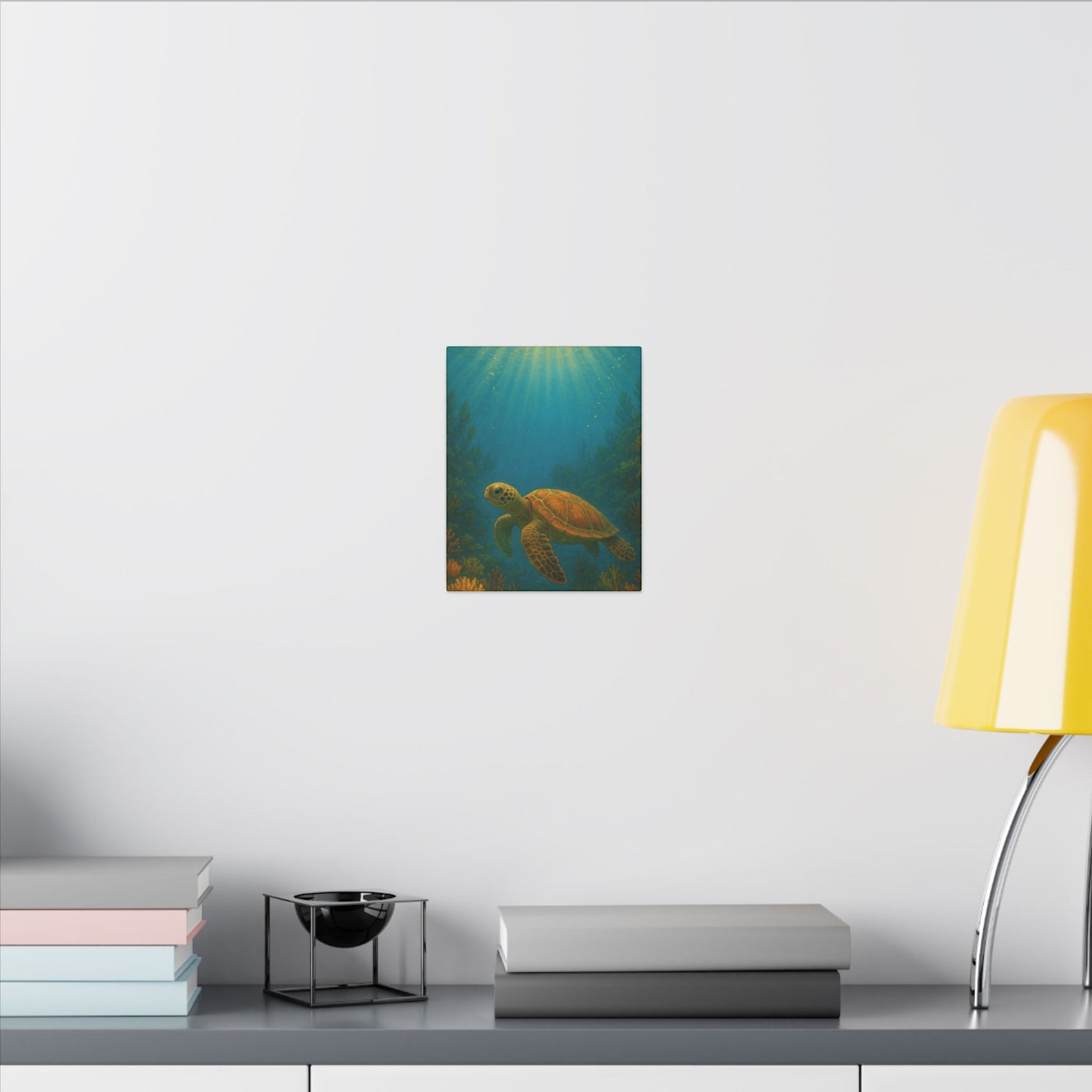 Sea Turtle Canvas Print — Underwater Coral Reef Wall Art