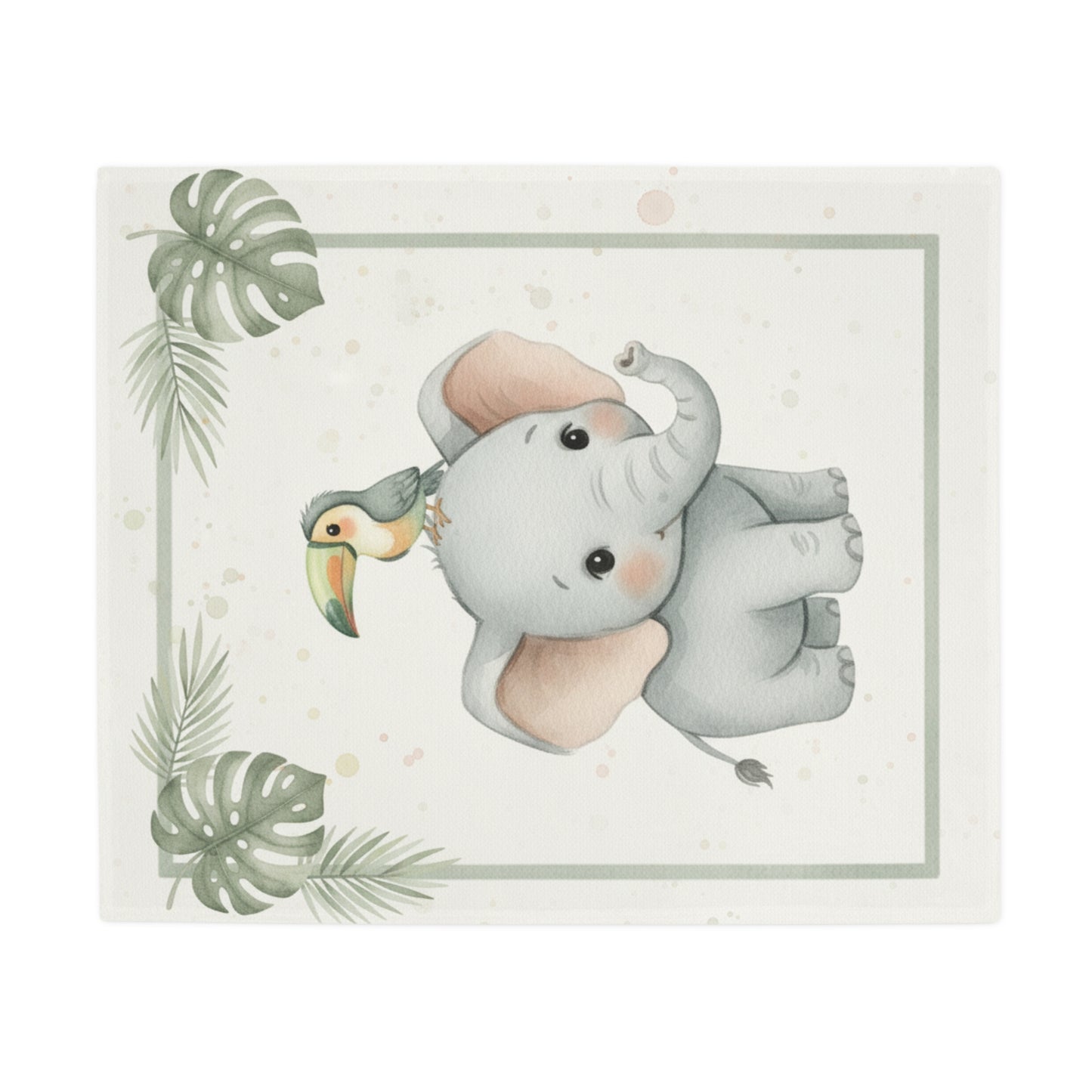 Baby Elephant 2- Baby Safari Plush Blanket -Coordinates with Baby Safari nursery items Baby