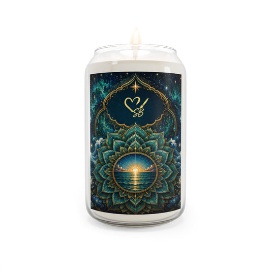 Ocean Serenity Mandala Soy Candle — 13.75oz Scented Jar