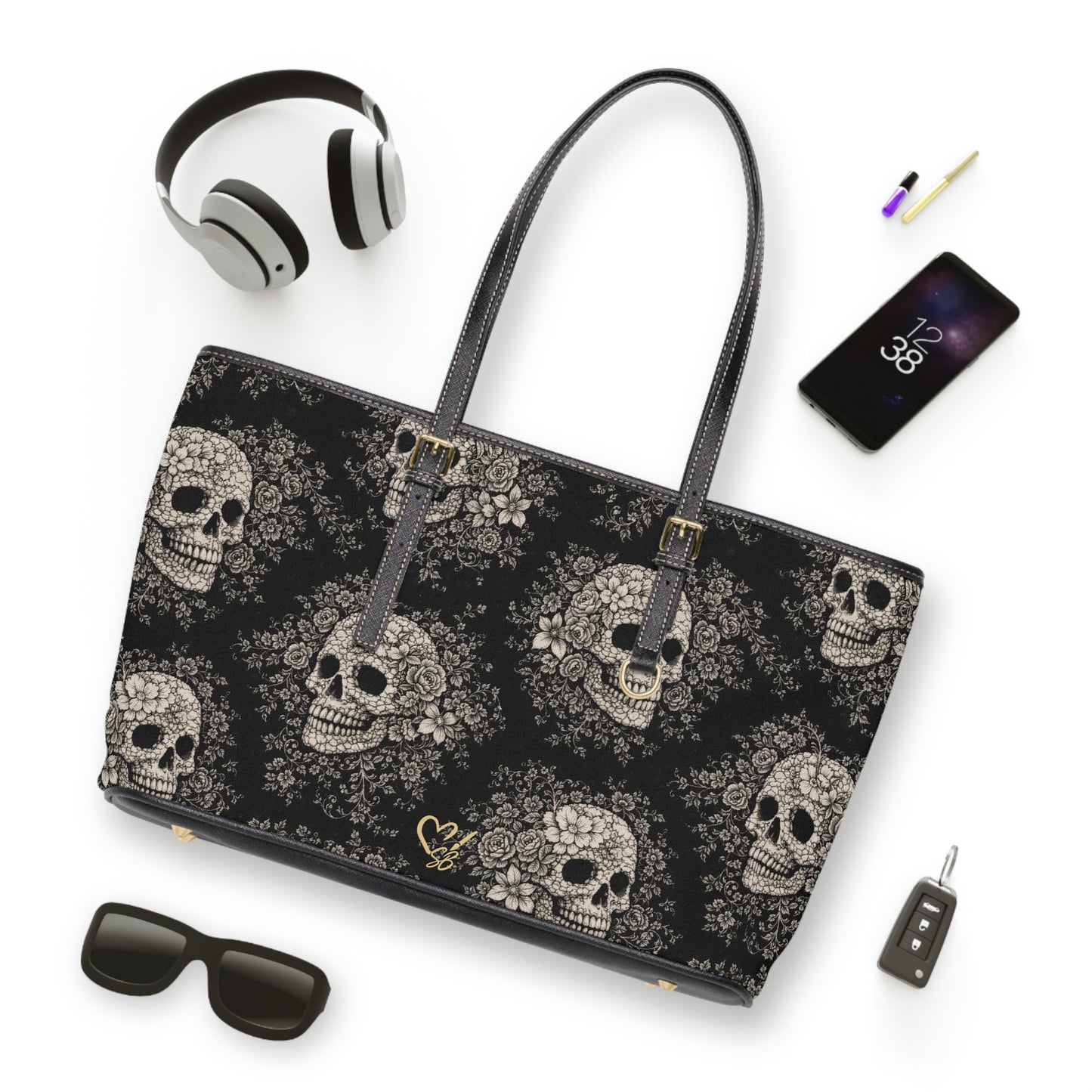 Bolso tote de cuero PU Requiem Bloom - Bolso de hombro gótico