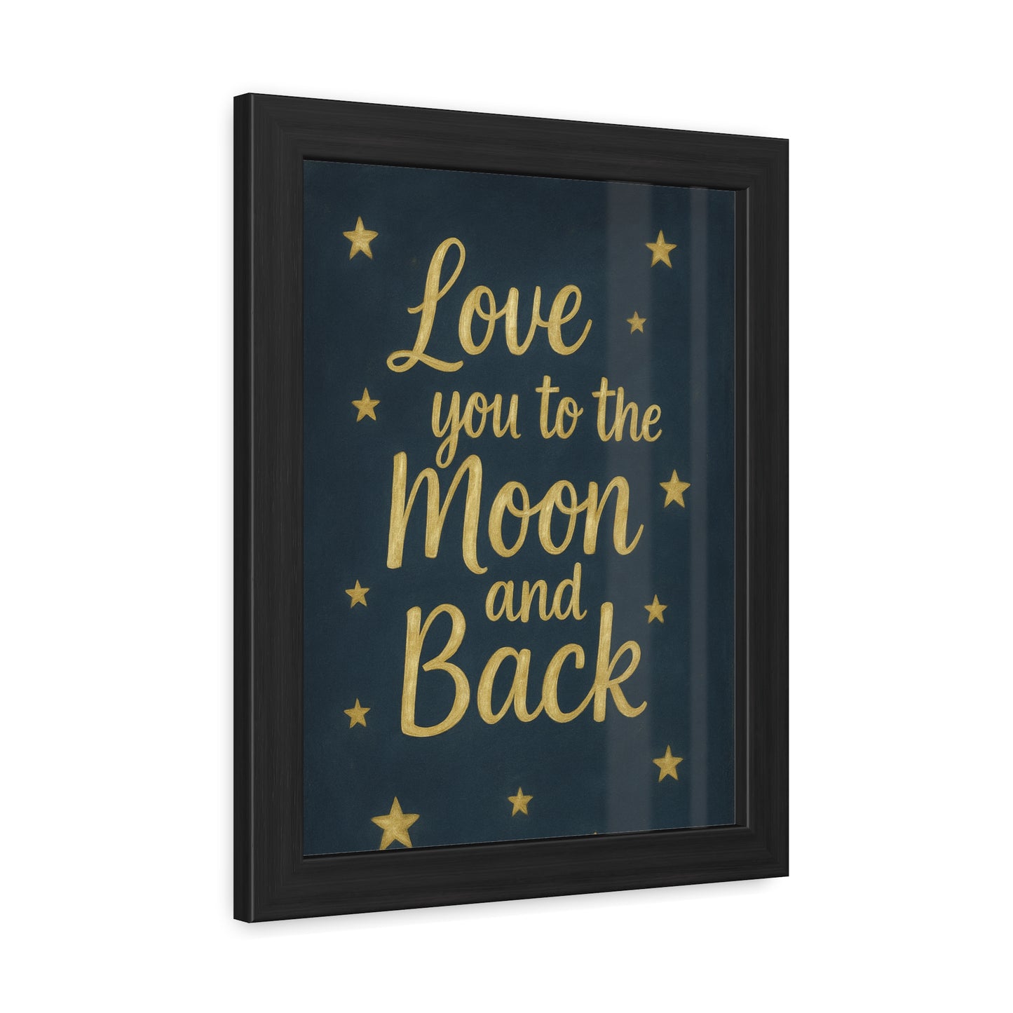 To the Moon and Back-Framed Poster - Gold Script Wall Art (Nursery, Baby Shower, Romantic Gift)-Celestial Dreams