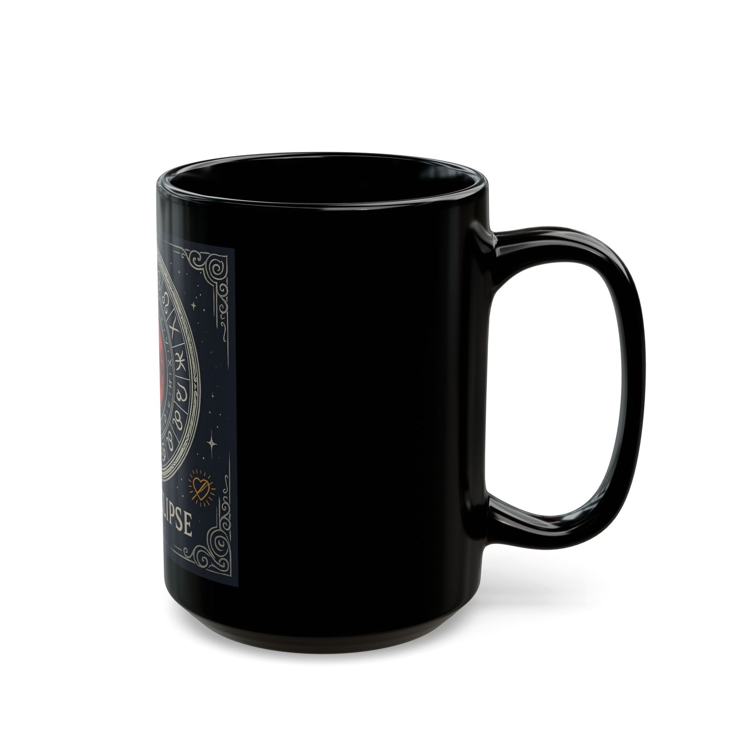 Taza Negra Eclipse Lunar — Taza de Café con Rueda del Zodíaco Astrológico (325 ml/444 ml)