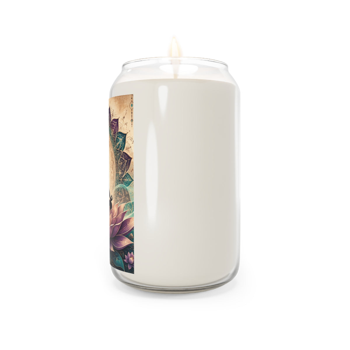 Chakra Meditation Soy Candle — 13.75oz Scented Jar (Lotus & Om Design)