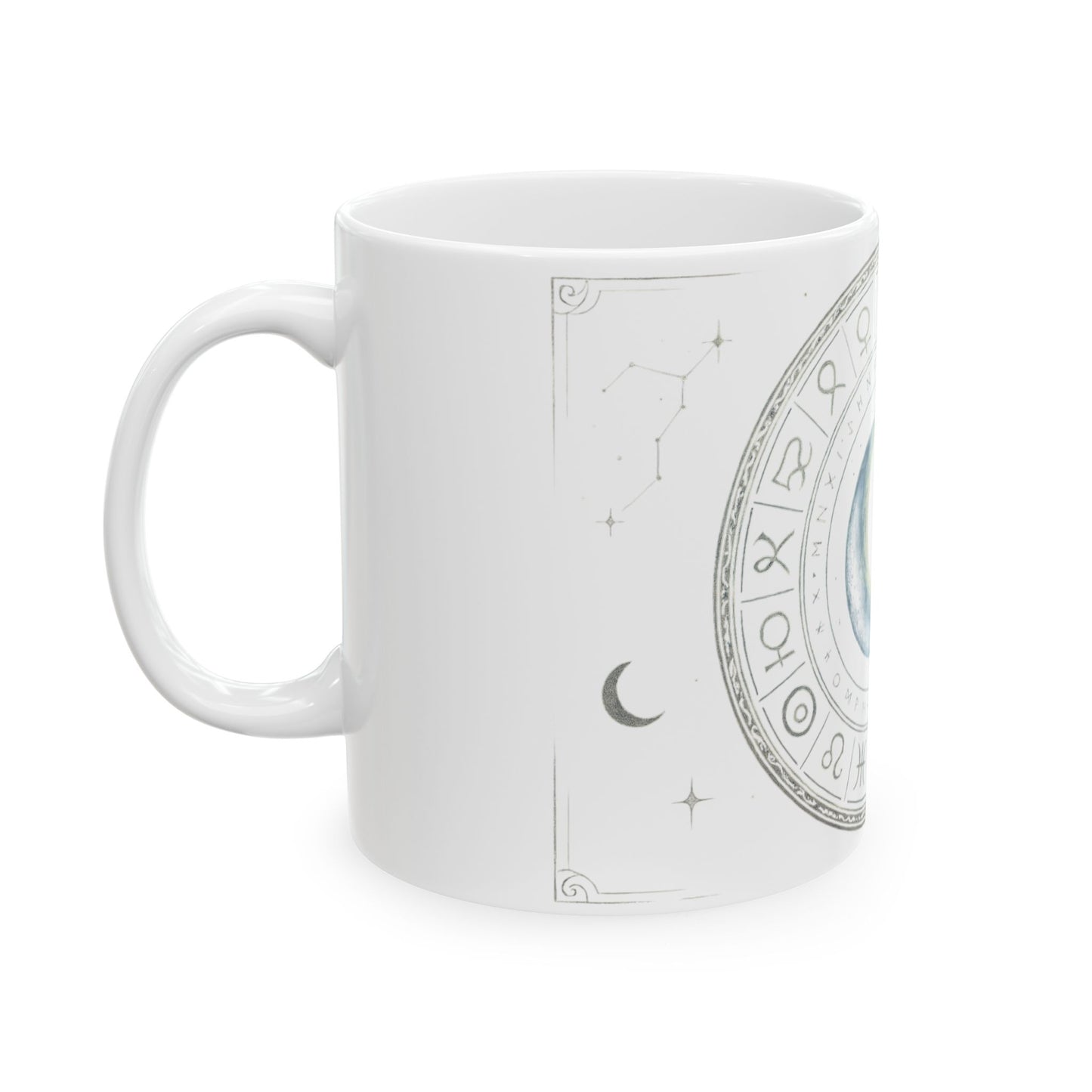 Taza Blanca Stellar Nova — Taza de Café de Cerámica de Astrología Celestial (325ml/444ml)