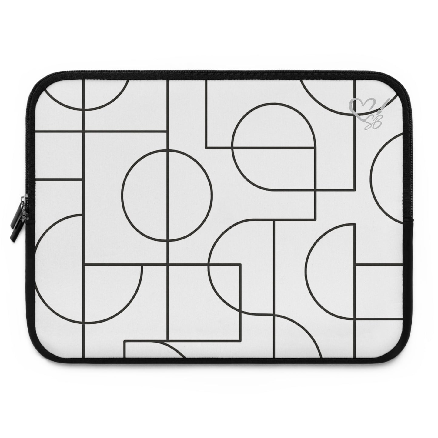 Estampado Geométrico — Colección Artesanal 2025 — Funda para Portátil — Estuche Protector de Neopreno en Blanco y Negro
