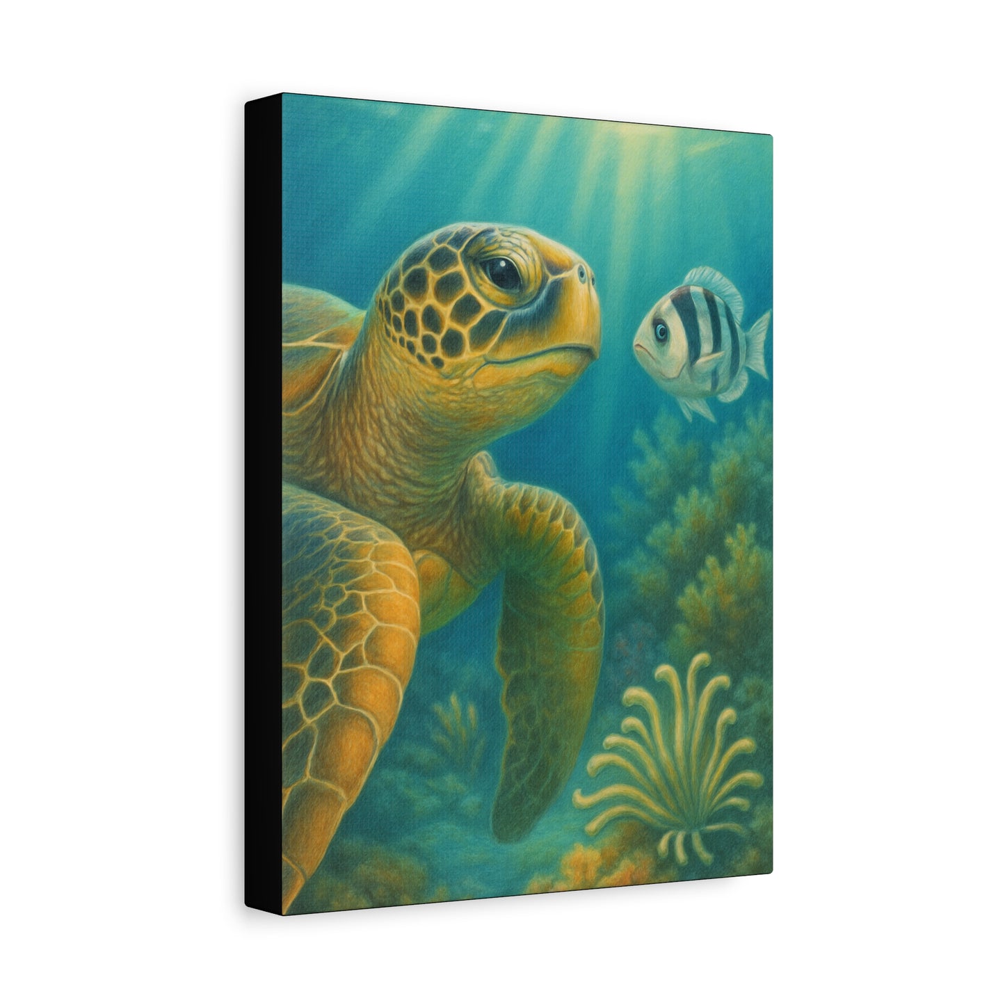 Sea Turtle Underwater Canvas Art – Matte Stretched Wall Decor