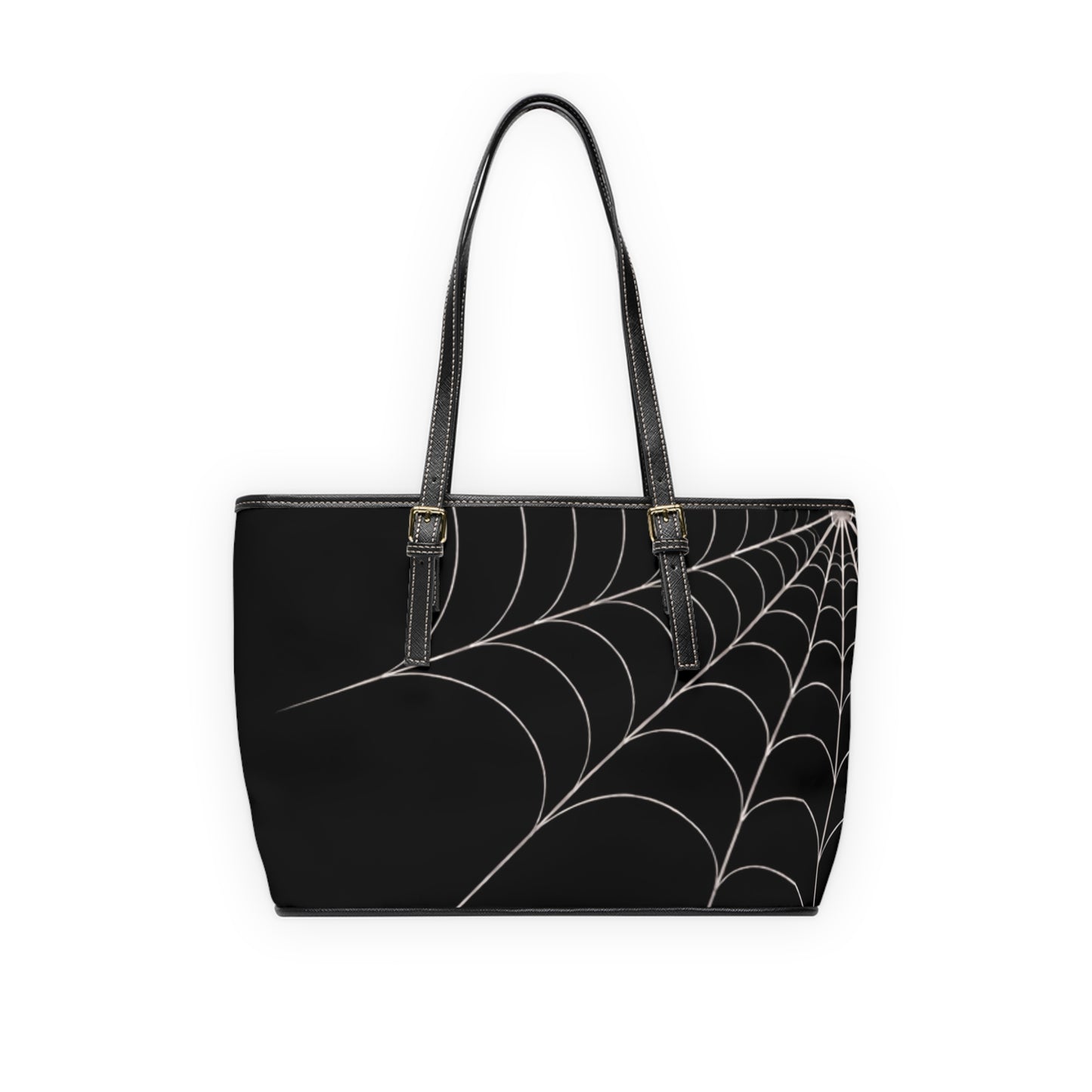 Drift -Spiderweb PU Leather Shoulder Bag — Gothic Black Tote for Halloween & Everyday