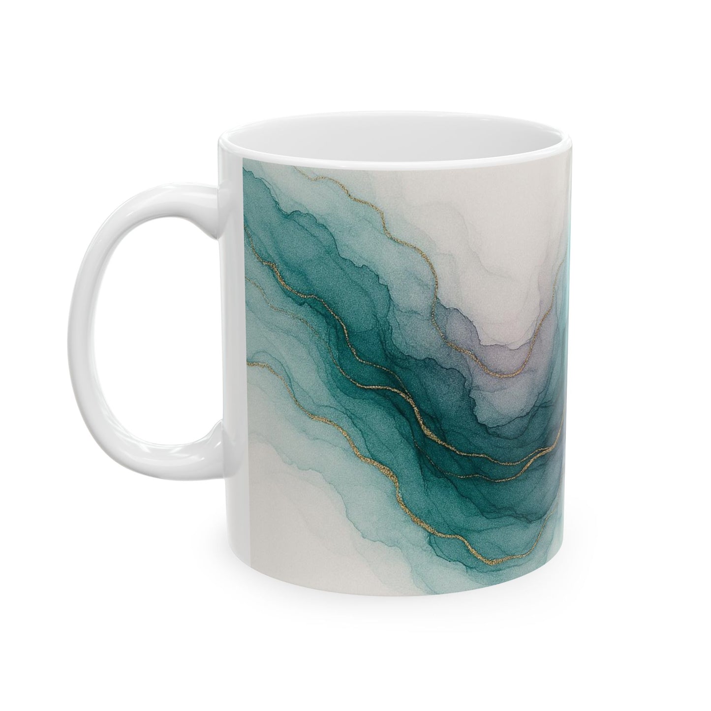Waters Edge - Colección Abstracta, Elegante Taza Abstracta de Tinta Acrílica, Taza de Café, Taza de Té, Regalo para Ella, Decoración del Hogar, Taza de Oficina, Diseño Minimalista, Obra de Arte Única