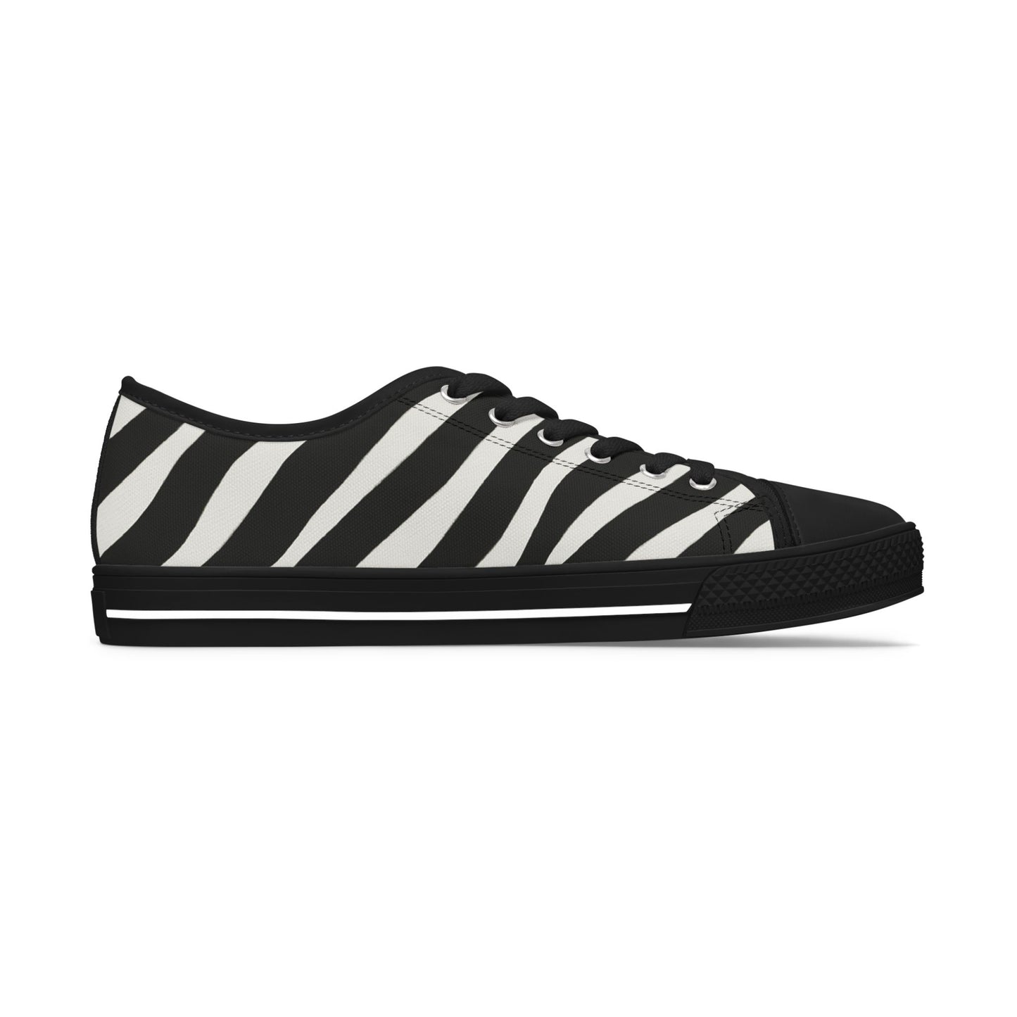 Zapatillas Bajas de Mujer con Estampado de Cebra — Zapatos de Lona Casuales con Estampado Animal Blanco y Negro