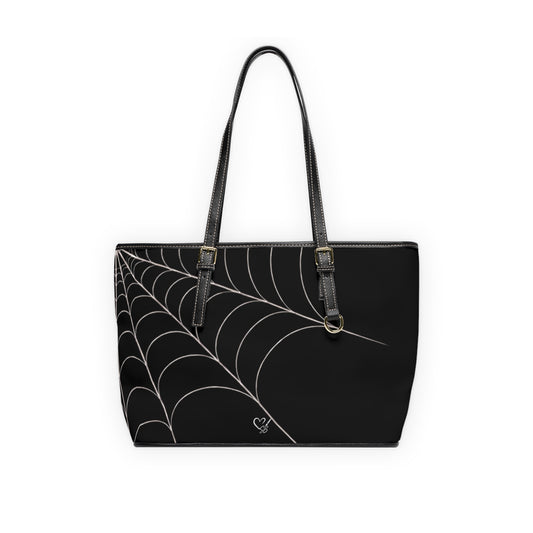 Drift -Spiderweb PU Leather Shoulder Bag — Gothic Black Tote for Halloween & Everyday