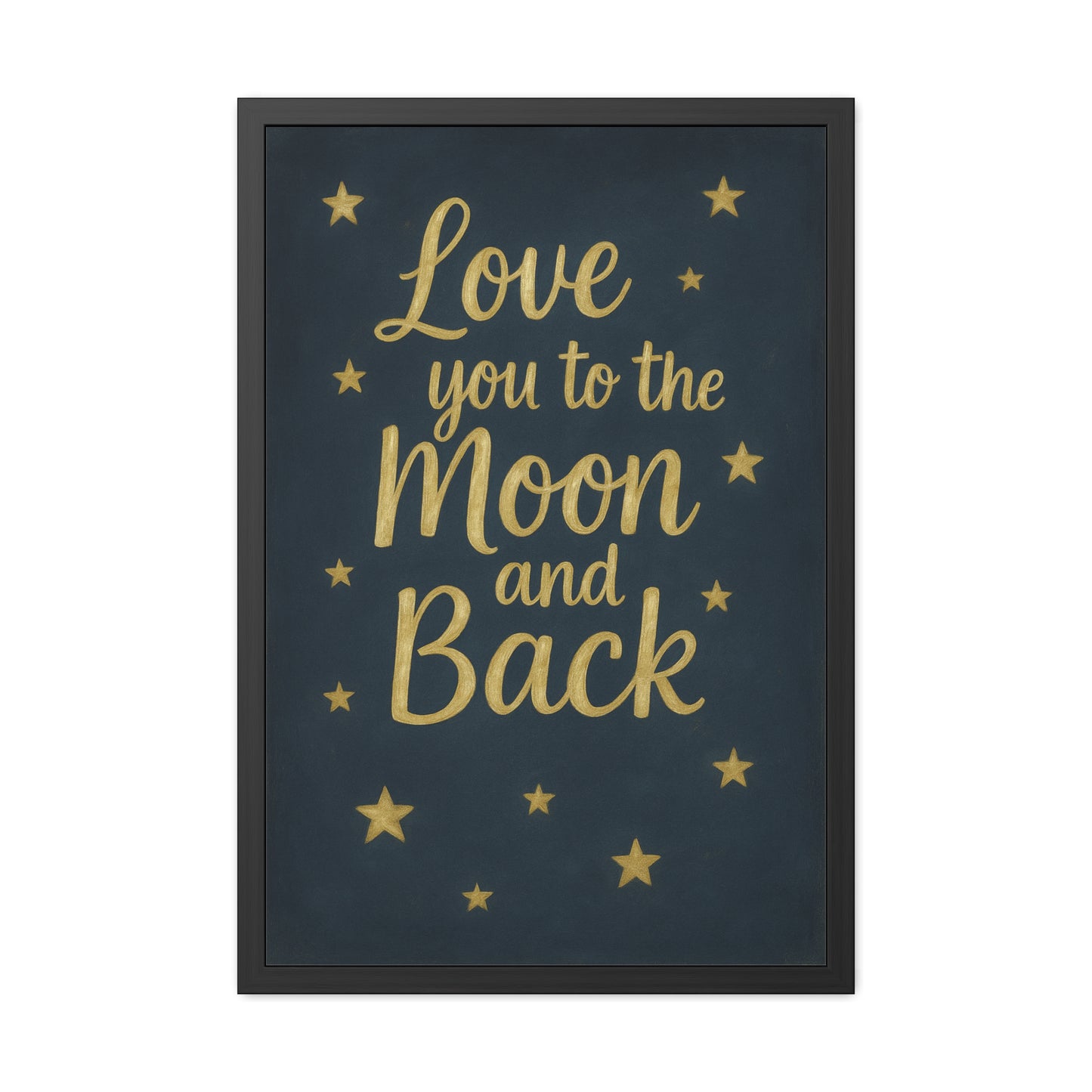 To the Moon and Back-Framed Poster - Gold Script Wall Art (Nursery, Baby Shower, Romantic Gift)-Celestial Dreams