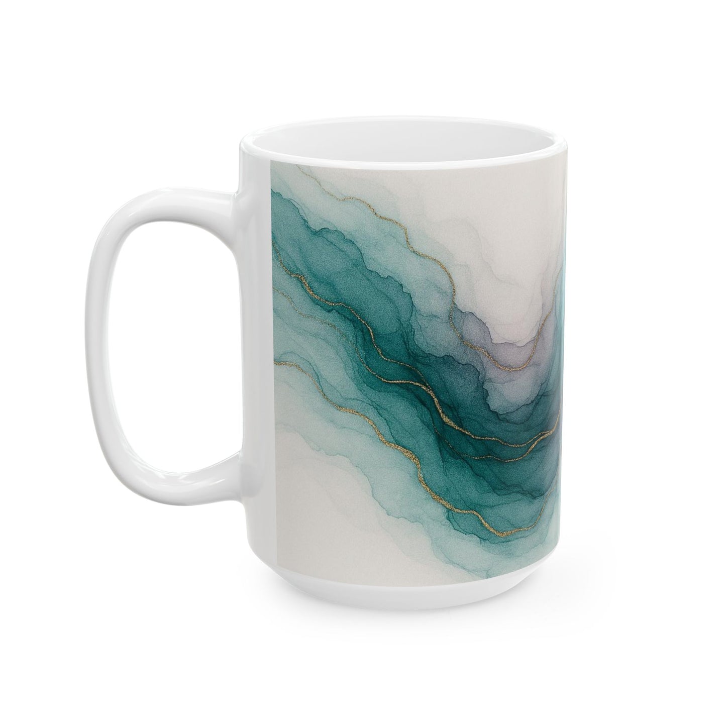 Waters Edge - Colección Abstracta, Elegante Taza Abstracta de Tinta Acrílica, Taza de Café, Taza de Té, Regalo para Ella, Decoración del Hogar, Taza de Oficina, Diseño Minimalista, Obra de Arte Única