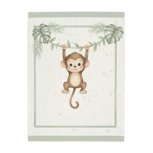 Baby Monkey  2- Baby Safari Plush Blanket -Coordinates with Baby Safari nursery items Baby