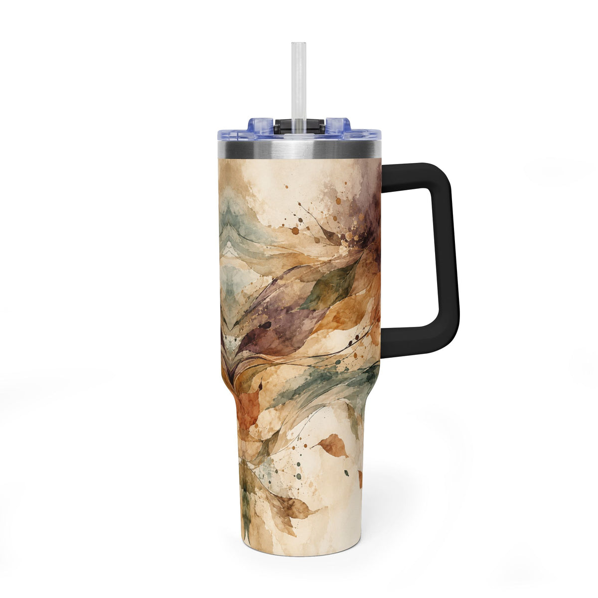 Moss & Ember 40oz Tumbler — Abstract Watercolor Art Mug