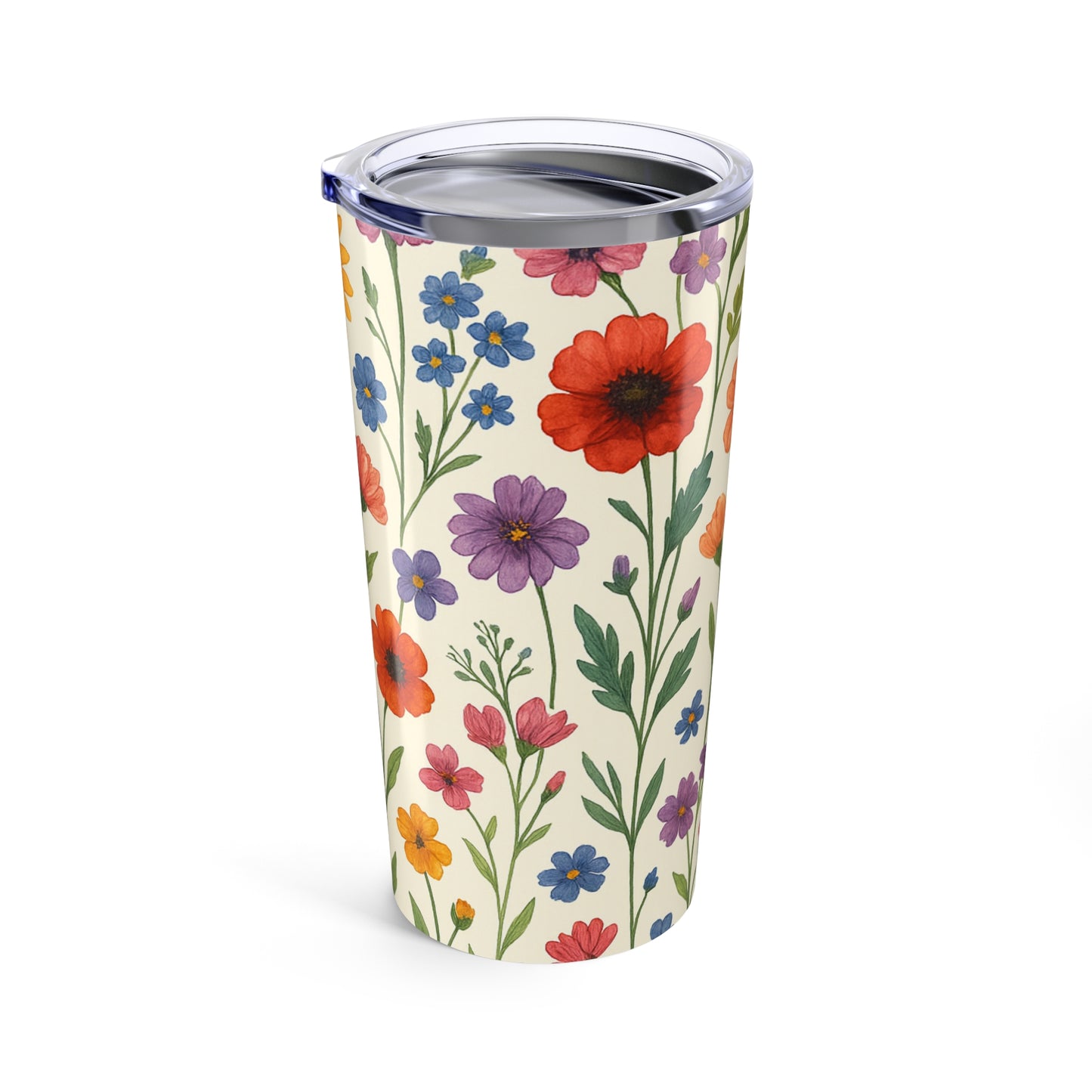20oz Floral Tumbler - Colorful Wildflower Insulated Travel Cup
