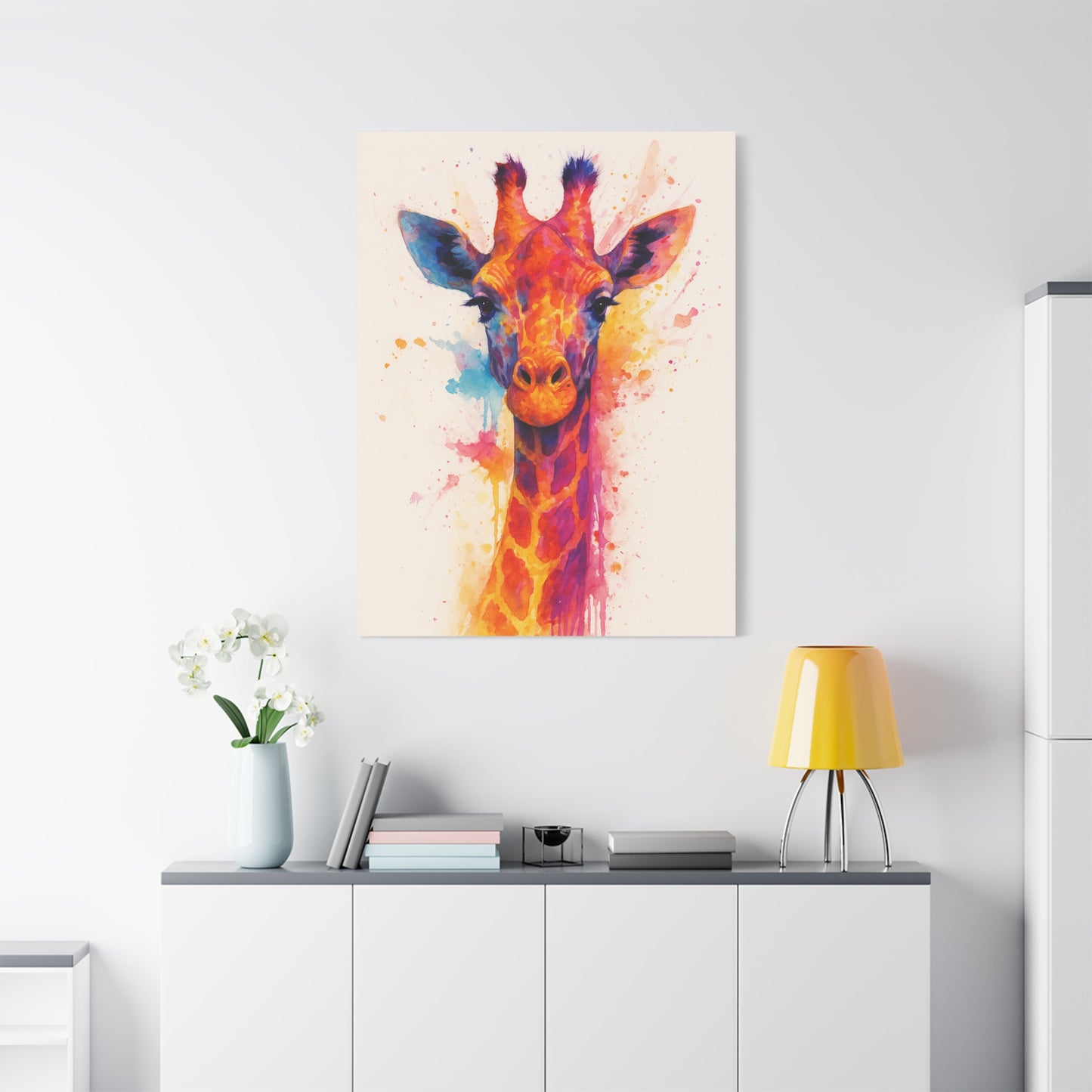 Jirafa — Tinta acrílica animal abstracta de colores llamativos Lienzo mate (estirado)